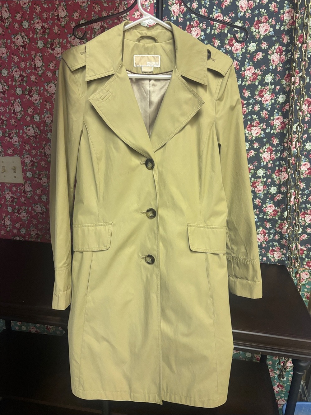 Michael Kors Light Olive Trench Coat